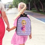 Personalized Cartoon Kid Character Word Cloud Large Capacity School Backpack with Name Daily Use Birthday Back to School Gift for Kids Students