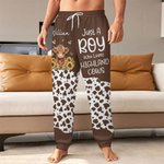 Personalized Highland Cow Soft Woman's Man's Sweatpants with Name and Drawstring Leisure Wear Birthday Gift for Highland Cow Lover