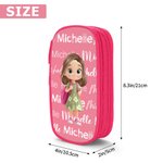 Personalized Cartoon Kid Character Double-Layer Waterproof Pencil Case with Name School Supply Birthday Back to School Gift for Boys Girls