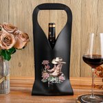 Personalised Birth Flower Boots PU Leather Wine Tote Bag with Name Dinner Party Accessories Birthday Wedding Gift for Wine Lovers