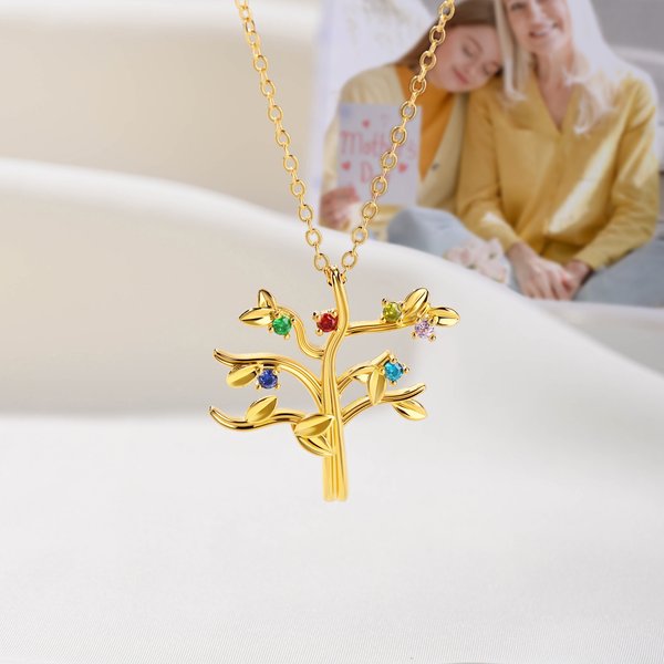 Personligt släktträd 2-10 födelsestenar Halsband Smycken Födelsedag Julklapp för kvinnor
