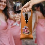 Personalised Birth Flower Boots PU Leather Wine Tote Bag with Name Dinner Party Accessories Birthday Wedding Gift for Wine Lovers