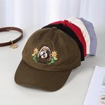 Personalized Embroidered Flower Pet Portrait Photo 100% Cotton Adjustable Baseball Cap with Name Pet Party Birthday Gift for Dog Mom Pet Owner