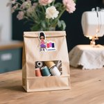 Personalized Sewing Theme Cartoon Character Waterproof Stickers with Name Birthday Gift for Mom Grandma Sewing Enthusiast