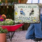 Personalizzato Retro Sitting Cartoon Characters Horizontal Metal Sign con nome Garden Door Decor Birthday Gift for Grandma Mom Lovers Gardening