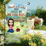 Personalized Cartoon Character Insect Garden Flag with Name Birthday Anniversary Gift for Family Gardening Enthusiasts