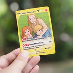 Personalized Ghibli Art Style Photo Poke Game Card with Attack Description and Protective Cover Birthday Anniversary Gift for Family Friends