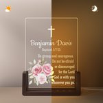 Corona de flores personalizada Cruz Base de madera LED Luz de noche con nombre y texto Decoración del hogar Bautizo Confirmación Baby Shower Regalo para niños