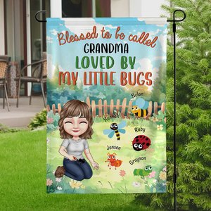 Personalised Cartoon Character Insect Garden Flag with Name Birthday Anniversary Gift for Family Gardening Enthusiasts