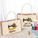 Henkilökohtainen ompelukone syntymä kukka suuri Juutti Kangaskassi nimi Travel tarvikkeet loma arvostus syntymäpäivälahja naisille ompelu ystäville