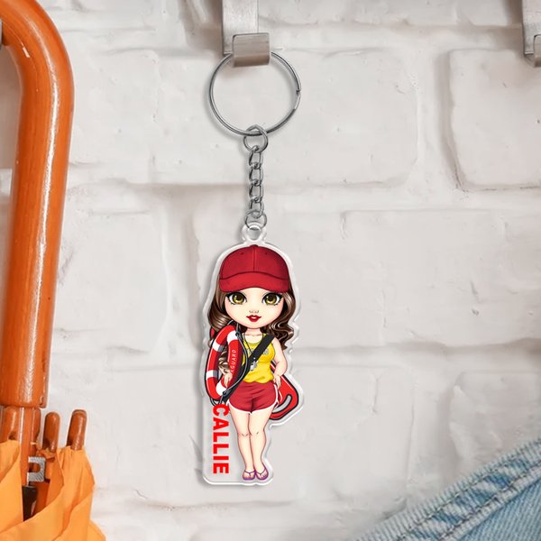 Llavero de acrílico personalizado con el nombre del personaje del salvavidas de dibujos animados Uso diario Apreciar Regalo de cumpleaños para salvavidas