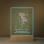 Gepersonaliseerd geboorte boeket LED nachtlampje met houten basis oma's tuin thema thuis decoratie verjaardagscadeau voor familie