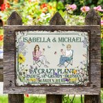 Personalizzato Retro Sitting Cartoon Characters Horizontal Metal Sign con nome Garden Door Decor Birthday Gift for Grandma Mom Lovers Gardening