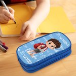 Personalized Cartoon Kid Character Double-Layer Waterproof Pencil Case with Name School Supply Birthday Back to School Gift for Boys Girls