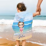 Personalised Cartoon Character Soft Hooded Beach Towel Birthday Summer Holiday Beach Pool Party Gift for Boys Girls