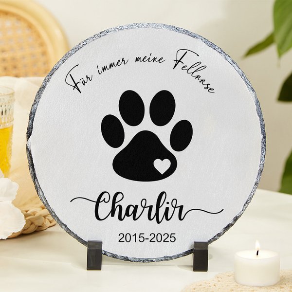 Personalisierter Für Immer Meine Fellnase Gartenstein mit Hund Katze Pfotenabdruck Namen und Jahr Garten Deko Gedenkgeschenk für Haustiertrauernde