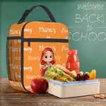 Personalised Cartoon Kid Character Portable Insulated Lunch Bag with Name and Mesh Pocket Back to School Birthday Gift for Boys Girls
