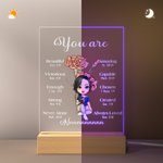 Veilleuse LED en Acrylique Personnalisée avec Personnage et Fleur de Naissance Citation Chrétienne Cadeau Noël Anniversaire pour Femmes et Filles