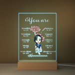 Veilleuse LED en Acrylique Personnalisée avec Personnage et Fleur de Naissance Citation Chrétienne Cadeau Noël Anniversaire pour Femmes et Filles