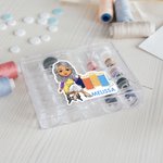 Personalized Sewing Theme Cartoon Character Waterproof Stickers with Name Birthday Gift for Mom Grandma Sewing Enthusiast