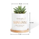 Pot de Fleurs Céramique Personnalisé avec Textes et 4 Photos de Collage Socle en Bambou Cadeau Fête des Mères Anniversaire pour Maman Mamie Famille