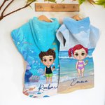 Personalised Cartoon Character Soft Hooded Beach Towel Birthday Summer Holiday Beach Pool Party Gift for Boys Girls