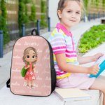 Personalized Cartoon Kid Character Word Cloud Large Capacity School Backpack with Name Daily Use Birthday Back to School Gift for Kids Students