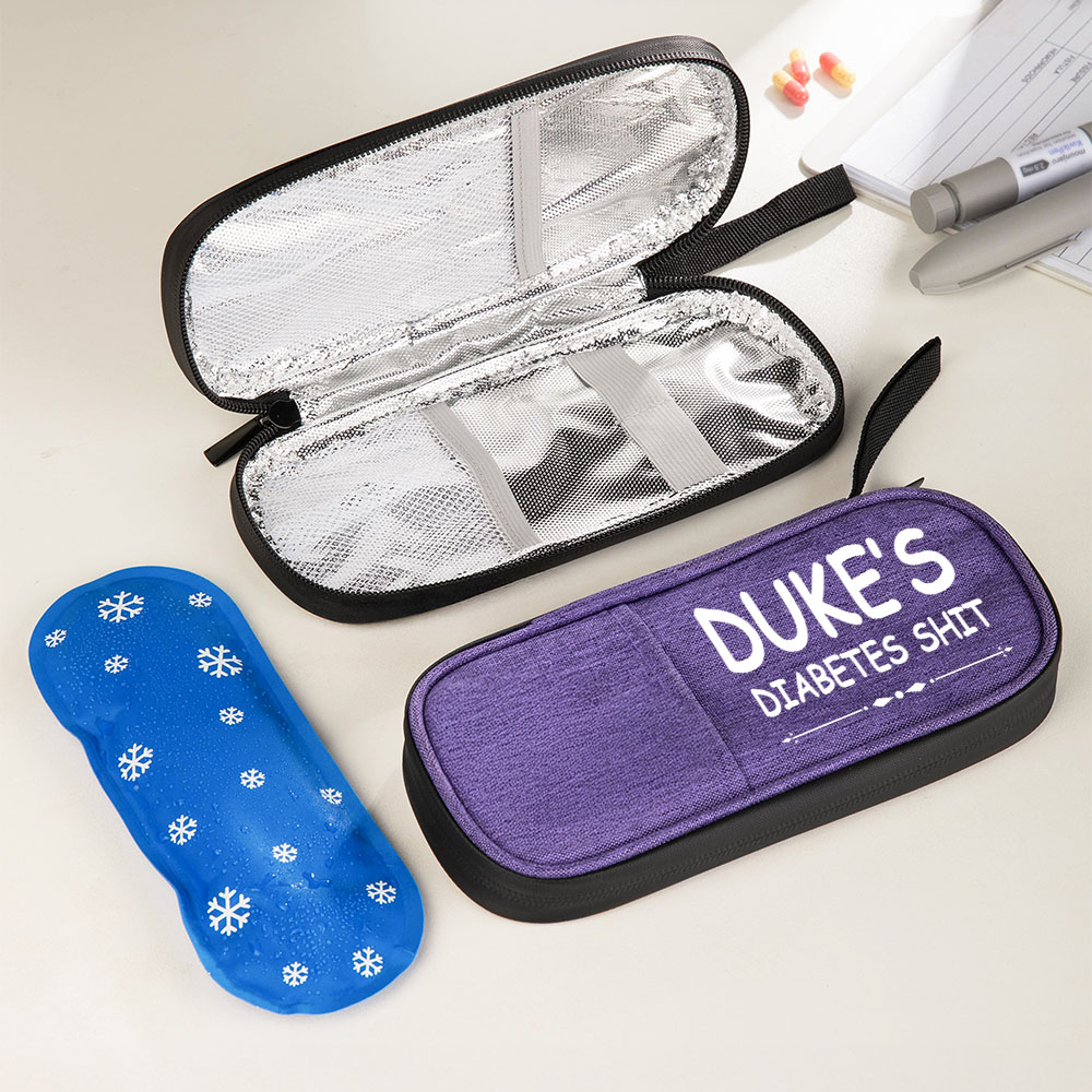 Sacoche de voyage pour insuline personnalisée avec nom et packs de glace réutilisables pour usage quotidien Cadeau d'anniversaire pour les patients diabétiques
