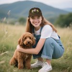 Personalized Embroidered Flower Pet Portrait Photo 100% Cotton Adjustable Baseball Cap with Name Pet Party Birthday Gift for Dog Mom Pet Owner