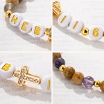 Henkilökohtainen Raamatun jae Cross Helmet rannerengas teksti uskonnollinen korut päivittäin kulumista syntymäpäivä kaste lahja naisille kristityt