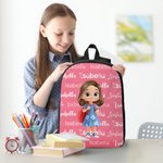 Personalized Cartoon Kid Character Word Cloud Large Capacity School Backpack with Name Daily Use Birthday Back to School Gift for Kids Students