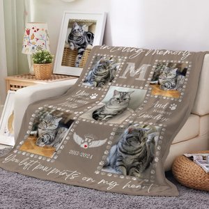 Personalisierte Foto Haustier Pfote Multicolor weiche Decke mit Namen und Datum Home Decor Memorial Geschenk für Tierliebhaber