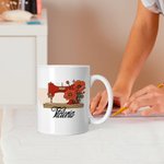 Personalised Birth Flower Sewing Machine Ceramic Coffee Mug with Name Home Kitchen Decor Birthday Gift for Mom Grandma Sewing Enthusiast