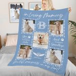 Personalized Photo Pet Paw Multicolor Soft Throw Blanket with Name and Date Home Decor Memorial Gift for Pet Lovers