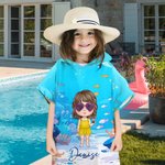 Personalised Cartoon Character Soft Hooded Beach Towel Birthday Summer Holiday Beach Pool Party Gift for Boys Girls