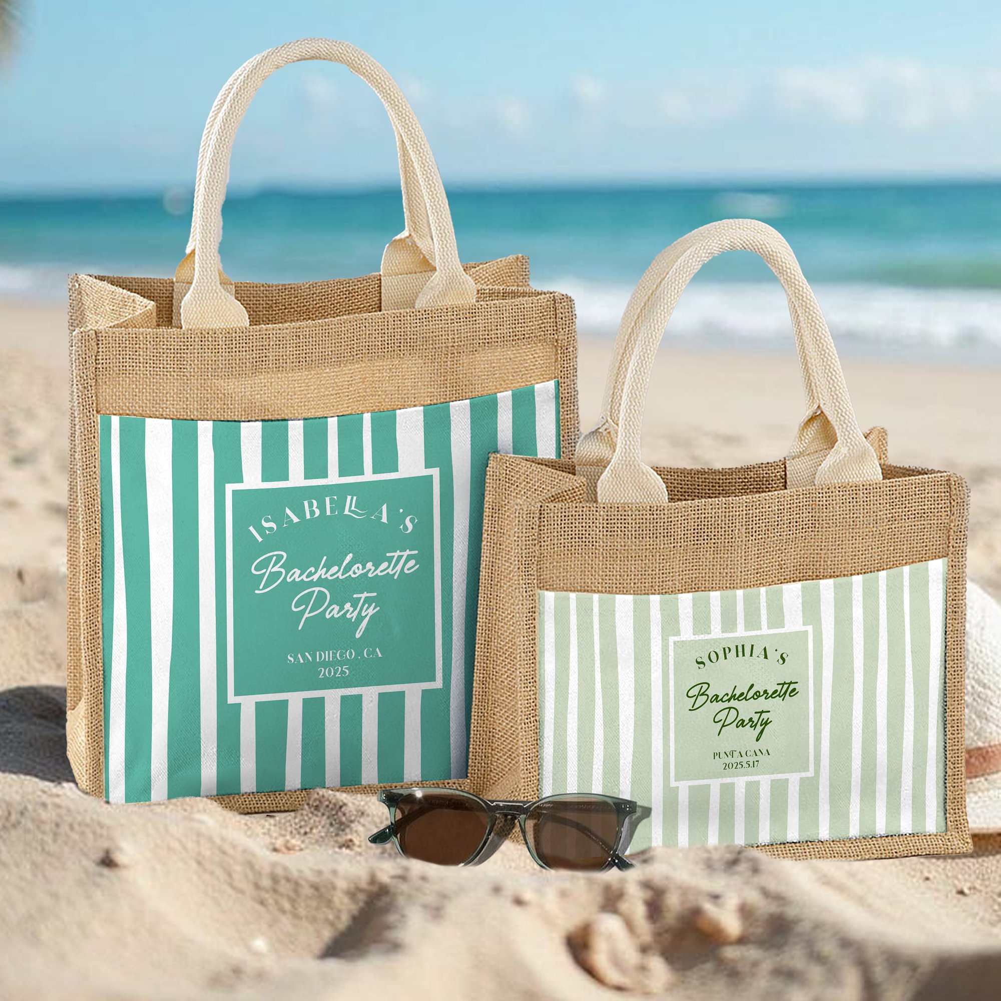 Sac en toile de jute avec nom Accessoire de voyage Cadeau de la mariée pour les femmes