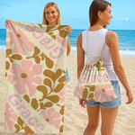 Asciugamano da spiaggia personalizzato con nome e fiore danese morbido ad asciugatura rapida telo borsa 2 in 1 festa compleanno regalo per donne
