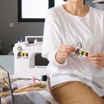 Personalized Sewing Theme Cartoon Character Waterproof Stickers with Name Birthday Gift for Mom Grandma Sewing Enthusiast