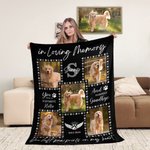 Personalized Photo Pet Paw Multicolor Soft Throw Blanket with Name and Date Home Decor Memorial Gift for Pet Lovers