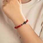 Personalized Tiger Eye Black Gallstone Adjustable Photo Projection Beads Bracelet with Cross Pendant Anniversary Birthday Gift for Christians Friends