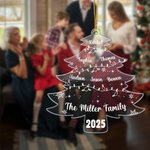 Personalised Christmas Tree Lights Acrylic Ornament with 2-15 Names and Year Christmas Gift for Family Friends