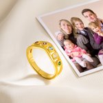 Personalized Family 1-8 Birthstones Ring Dainty Jewelry Birthday Anniversary Gift for Mother Grandma