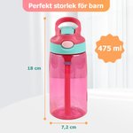 Personligt namn på söt tecknad karaktär 475 ml vattenflaska för barn med sugrör och spillsäkert lock födelsedagspresent till skolan för pojkar flickor