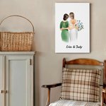 Personalized Cartoon Mom Bride Poster Painting Framed Painting with Name Home Decor Wedding Gift for Bride Mother