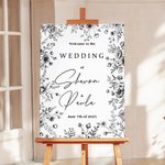 Personalized Toile De Jouy Style Acrylic Canvas Wedding Welcome Sign Poster with Names Wedding Gift for Bride Groom