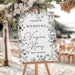 Personalized Toile De Jouy Style Acrylic Canvas Wedding Welcome Sign Poster with Names Wedding Gift for Bride Groom