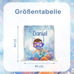 Personalisiertes Cartoon Taucher Strandtuch und Turnbeutel mit Namen Schnelltrocknend Sommer Urlaub Strandparty Geburtstag Geschenk für Familie Kinder