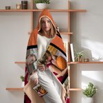 Personalised 1-4 Photos Basketball Soft Hooded Blanket with Name and Number Game Day Birthday Gift for Son Daughter Sports Lovers