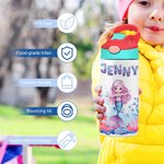 Personalized Fantasy Mermaid 12 oz Insulated Water Bottle with Name and Spill-proof Lid Back to School Birthday Gift for Girls