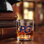 Gepersonaliseerd School Logo 10 oz Old Fashioned Rock Whiskey Glas met Naam Party Verzamelen Accessoires Afstuderen Gift voor Afgestudeerden Alcohol Lovers